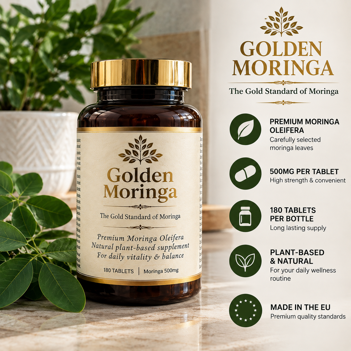 Moringa Oleifera 500mg 180 Tablets • Highest Quality 100% Natural